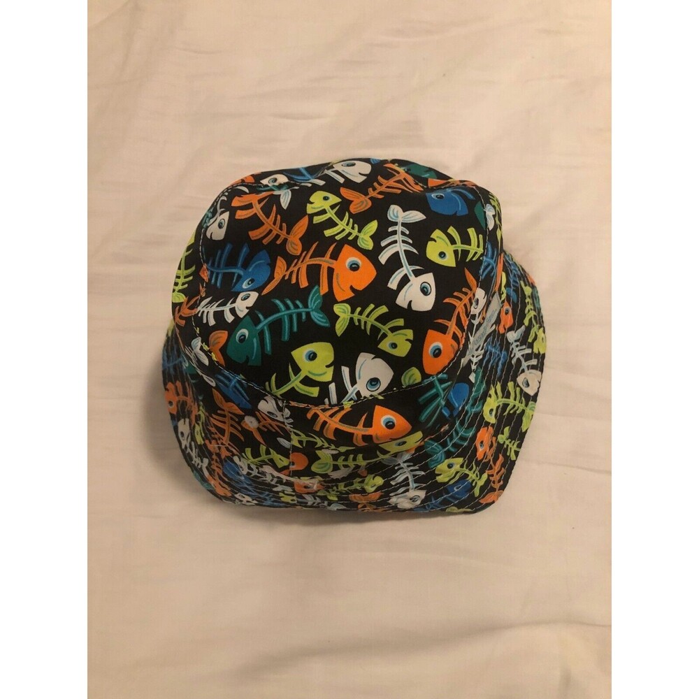 UV SKINZ - Fish & Light Blue Reversible - Kid's Size 5 Bucket Hat Sun Cap!